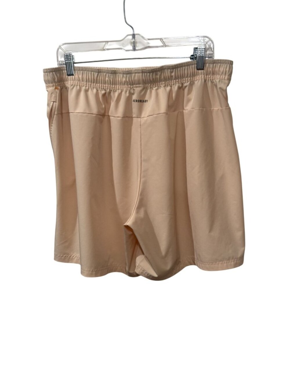 Adidas Aeroready Mens Beige 7" Shorts With Zipper Pockets Elastic Waist XL
